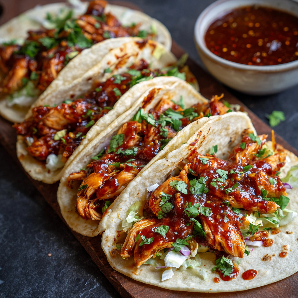 Garlic Butter Honey BBQ Chicken Tacos